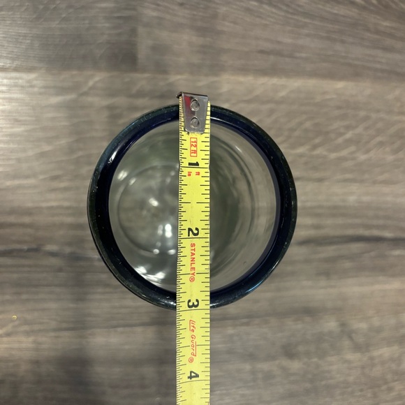 Handblown Mexican Bubble Glass With Cobalt Blue Rim 6.5" 24oz. Includes 1 Glass - Picture 5 of 6